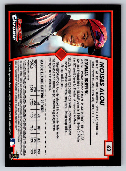 2001 Bowman Chrome #62 Moises Alou