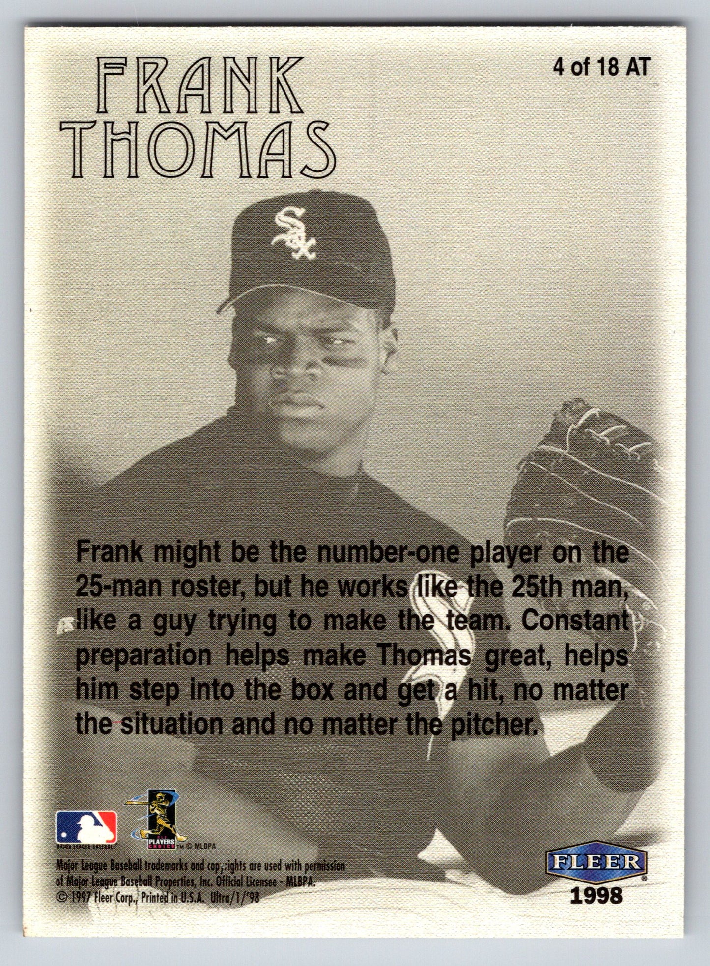1998 Ultra #4 AT Frank Thomas Artistic Talents