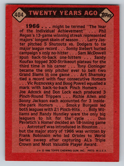 1986 Topps #404 Frank Robinson