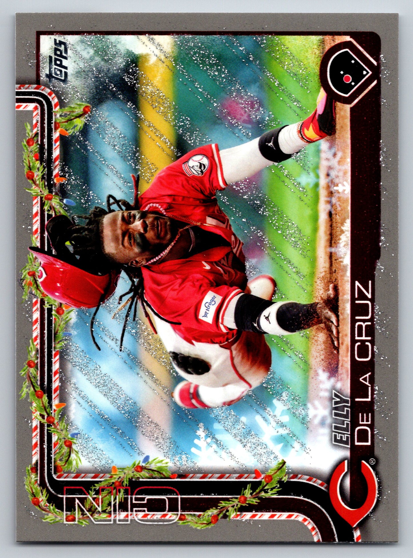 2025 Topps Holiday #H97 Elly De La Cruz Silver Glitter Holiday