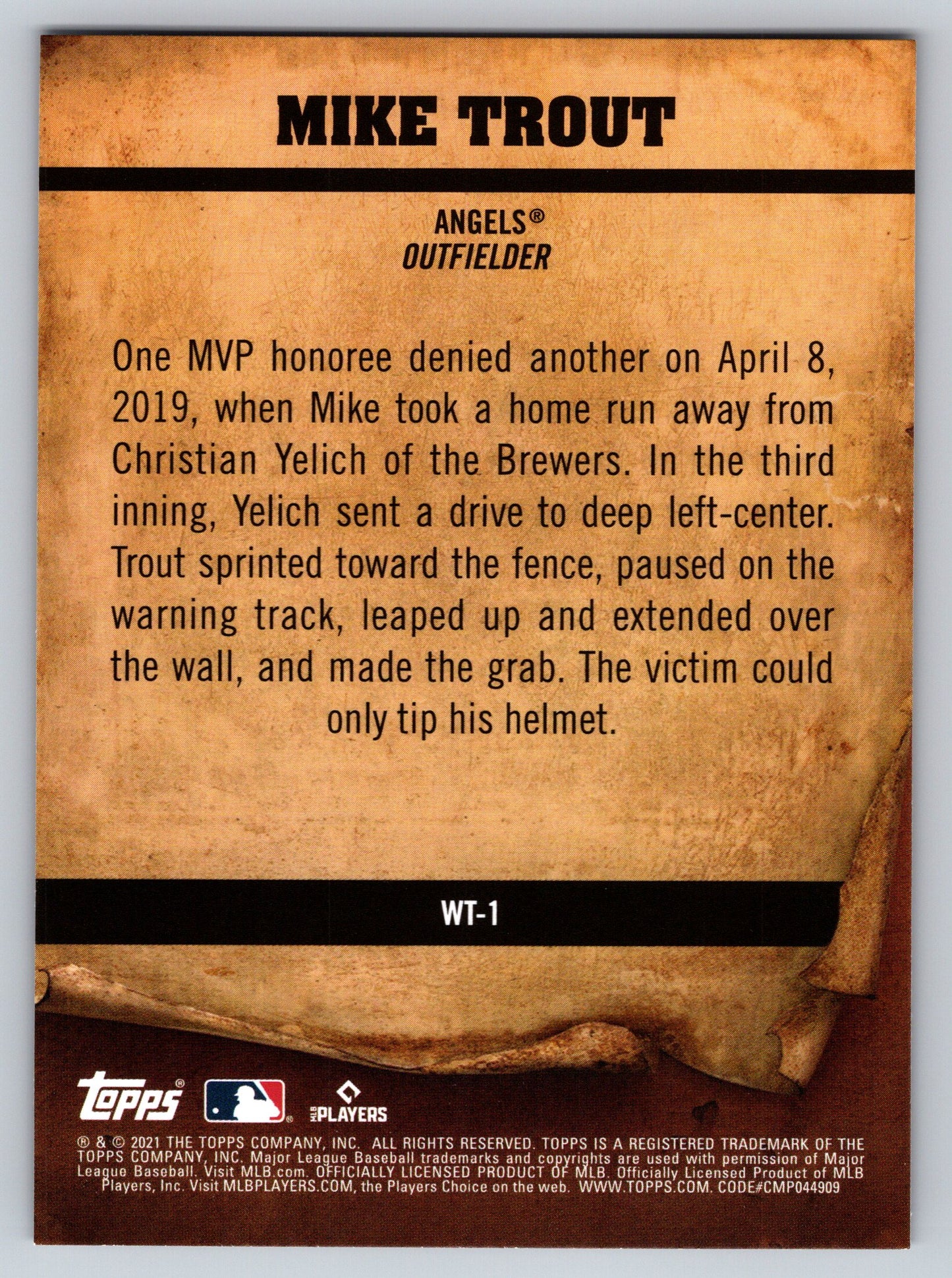 2021 Topps Big League #WT-1 Mike Trout Wanted