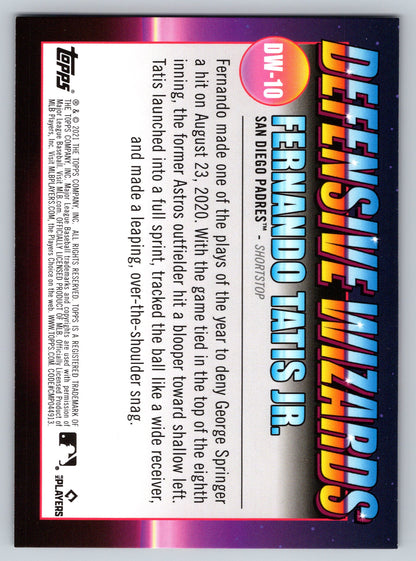 2021 Topps Big League #DW-10 Fernando Tatis Jr. Defensive Wizards