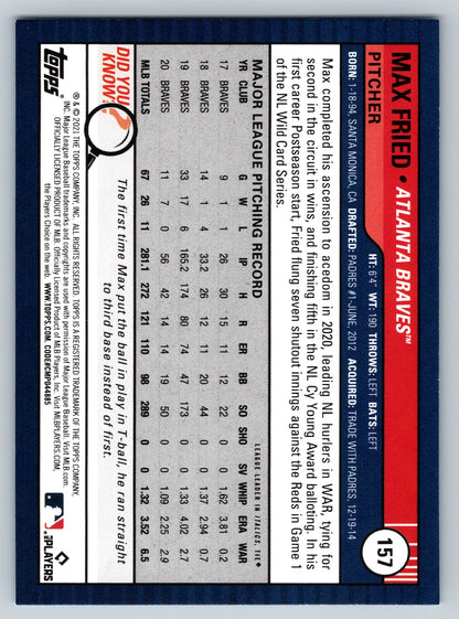 2021 Topps Big League #157 Max Fried Electric Blue