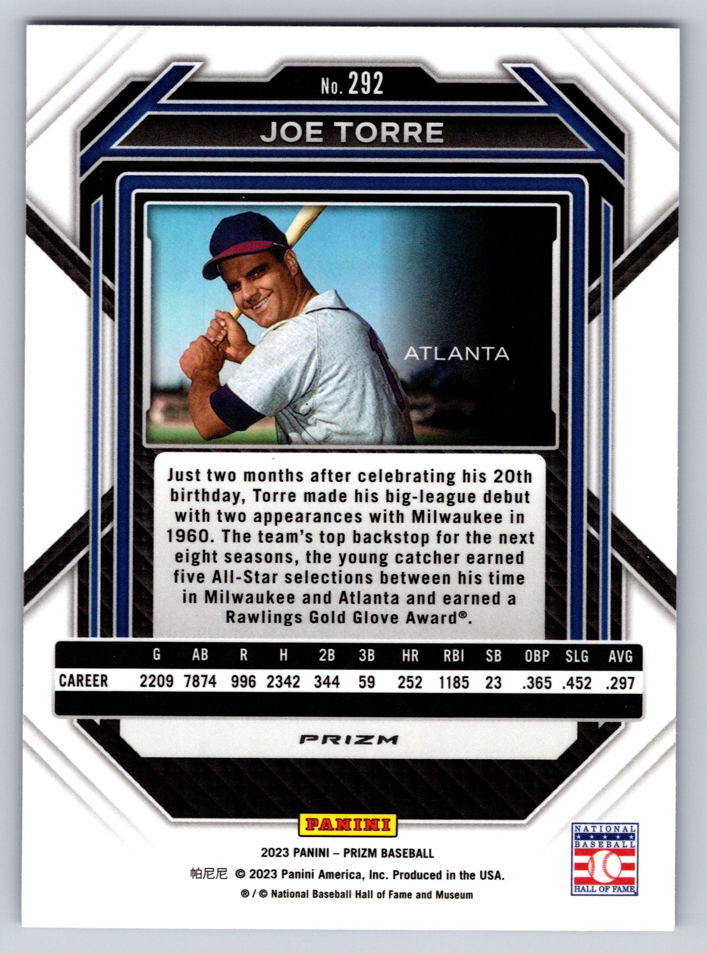 2023 Panini Prizm #292 Joe Torre Blue Ice Prizms