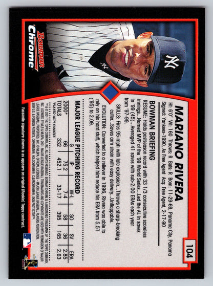 2001 Bowman Chrome #104 Mariano Rivera