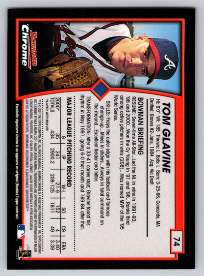 2001 Bowman Chrome #74 Tom Glavine