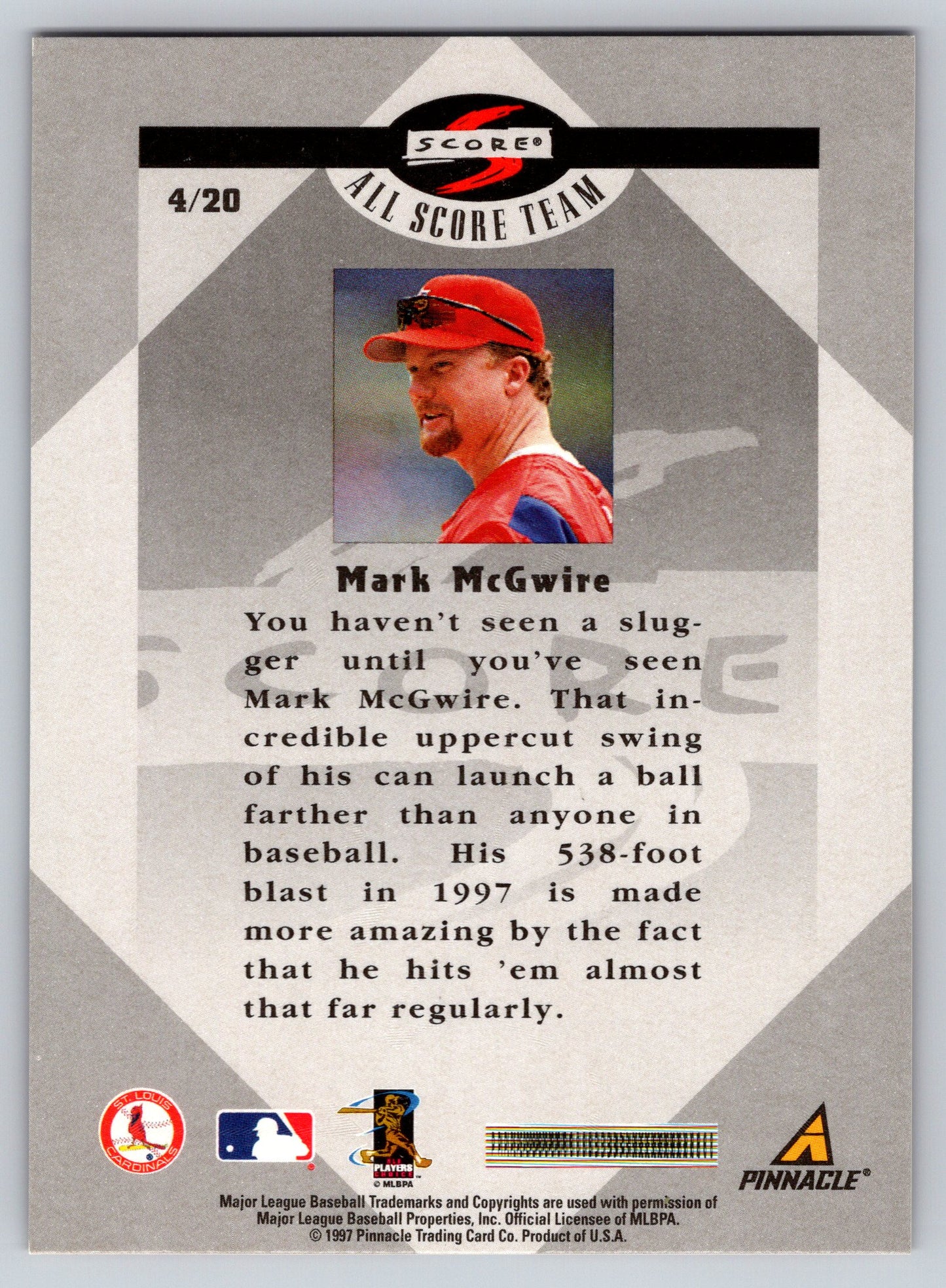 1998 Score #4 Mark McGwire All-Score Team