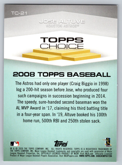 2020 Topps #TC-21 Jose Altuve Topps Choice