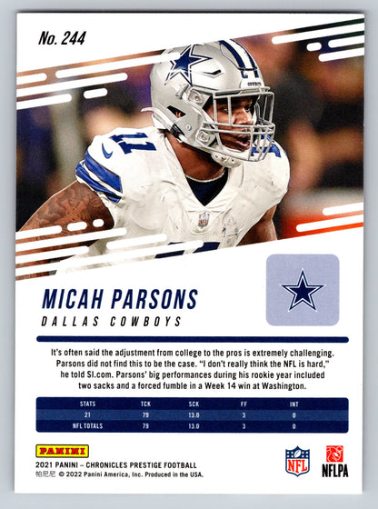 2021 Panini Chronicles #244 Micah Parsons Prestige Rookies Update