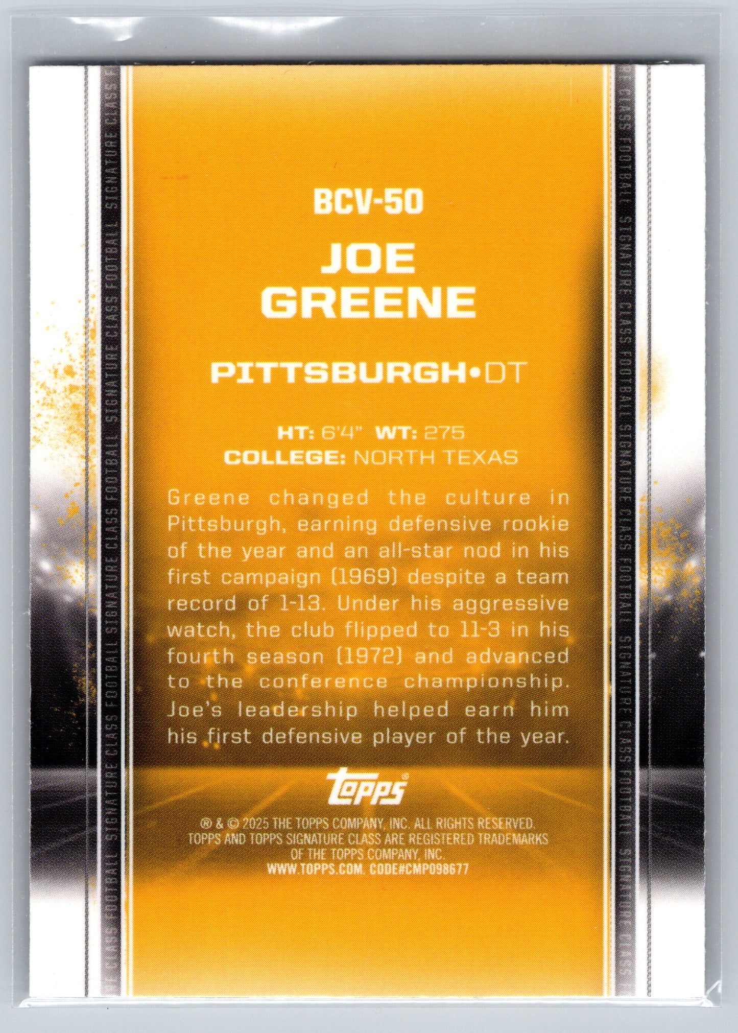 2024 Topps Signature Class #BCV-50 Joe Greene Base Chrome Variation