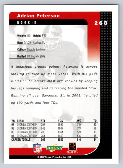 2002 Score #268 Adrian Peterson