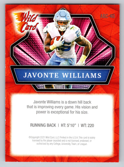 2021 Wild Card Alumination #ABC-40 Javonte Williams Red