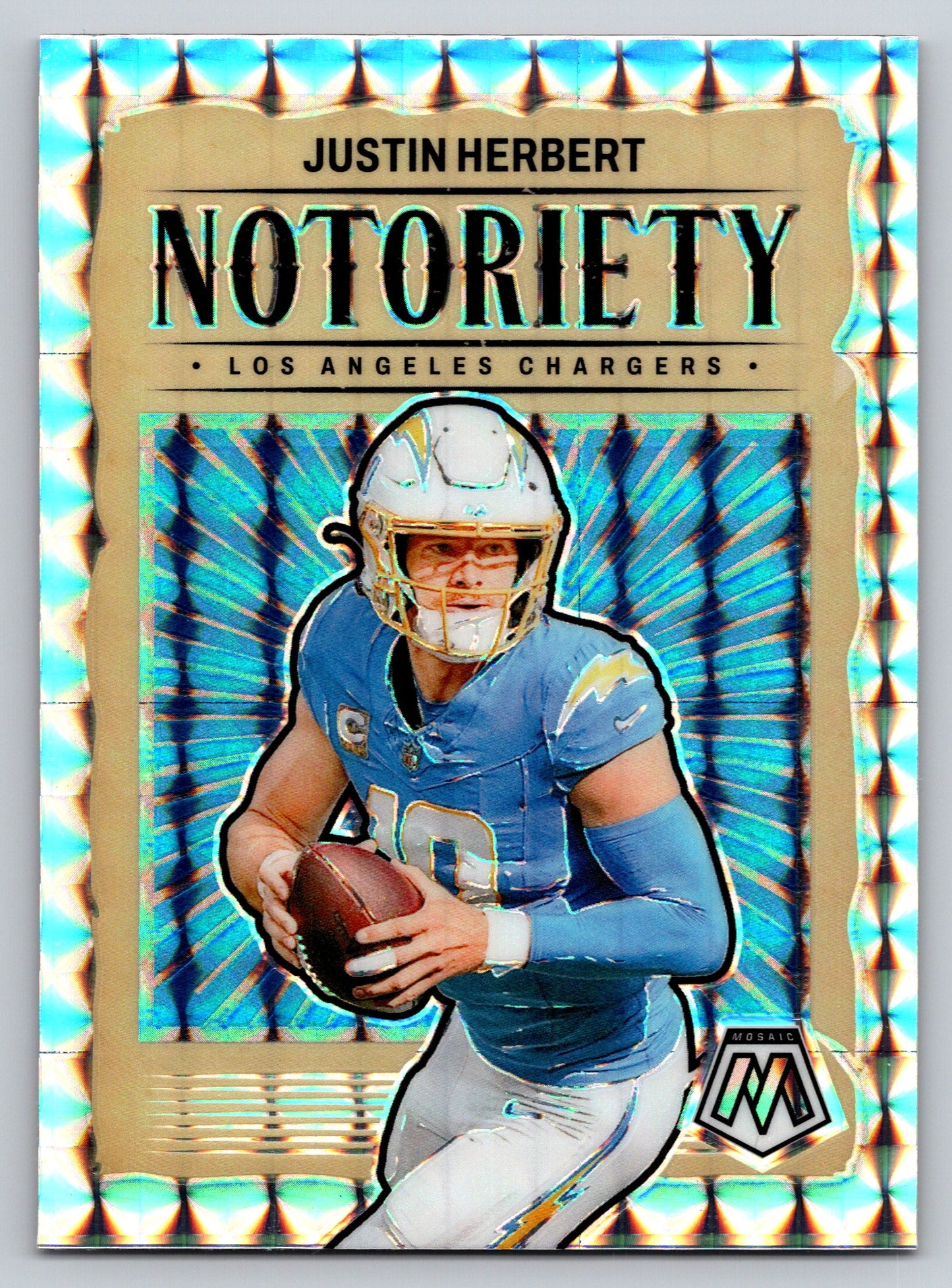 2024 Panini Mosaic #14 Justin Herbert Notoriety Mosaic