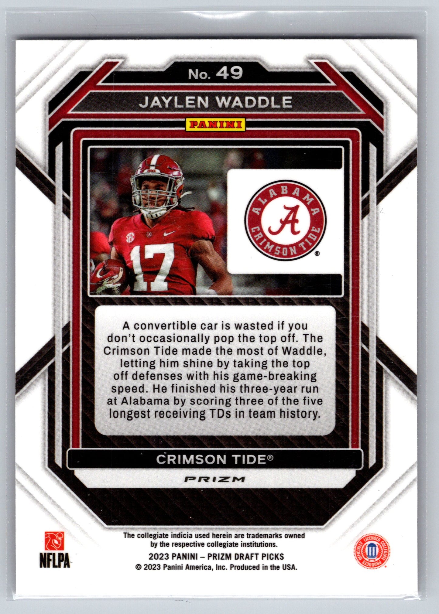 2023 Panini Prizm Draft Picks #49 Jaylen Waddle Prizms Red Ice