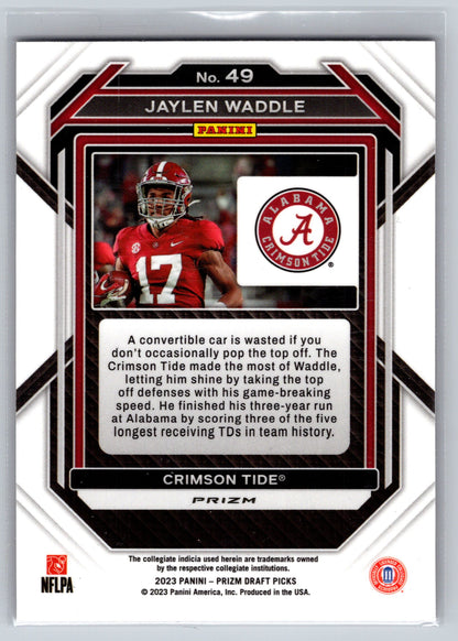 2023 Panini Prizm Draft Picks #49 Jaylen Waddle Prizms Red Ice
