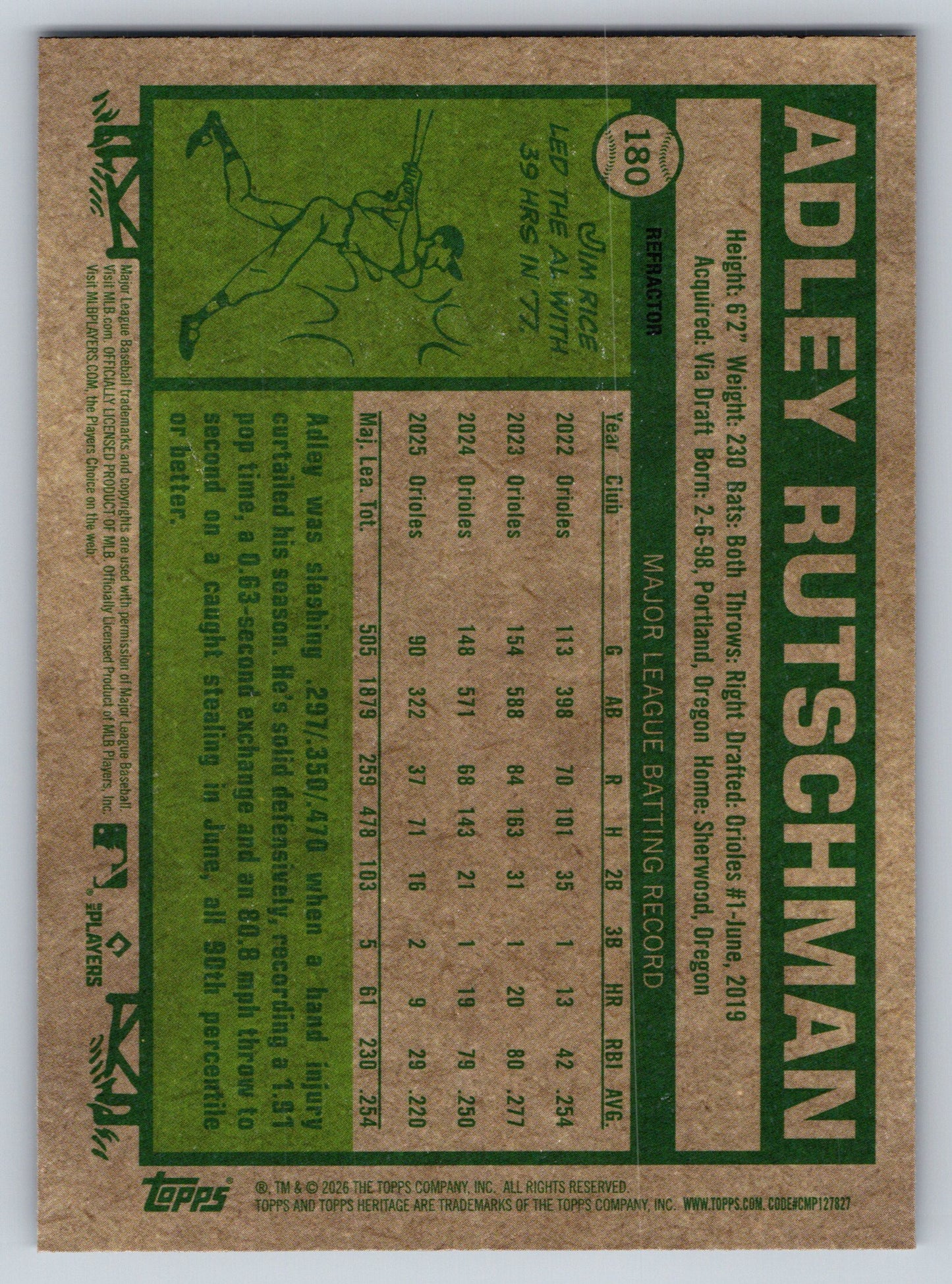 2026 Topps Heritage #180 Adley Rutschman Chrome Refractors