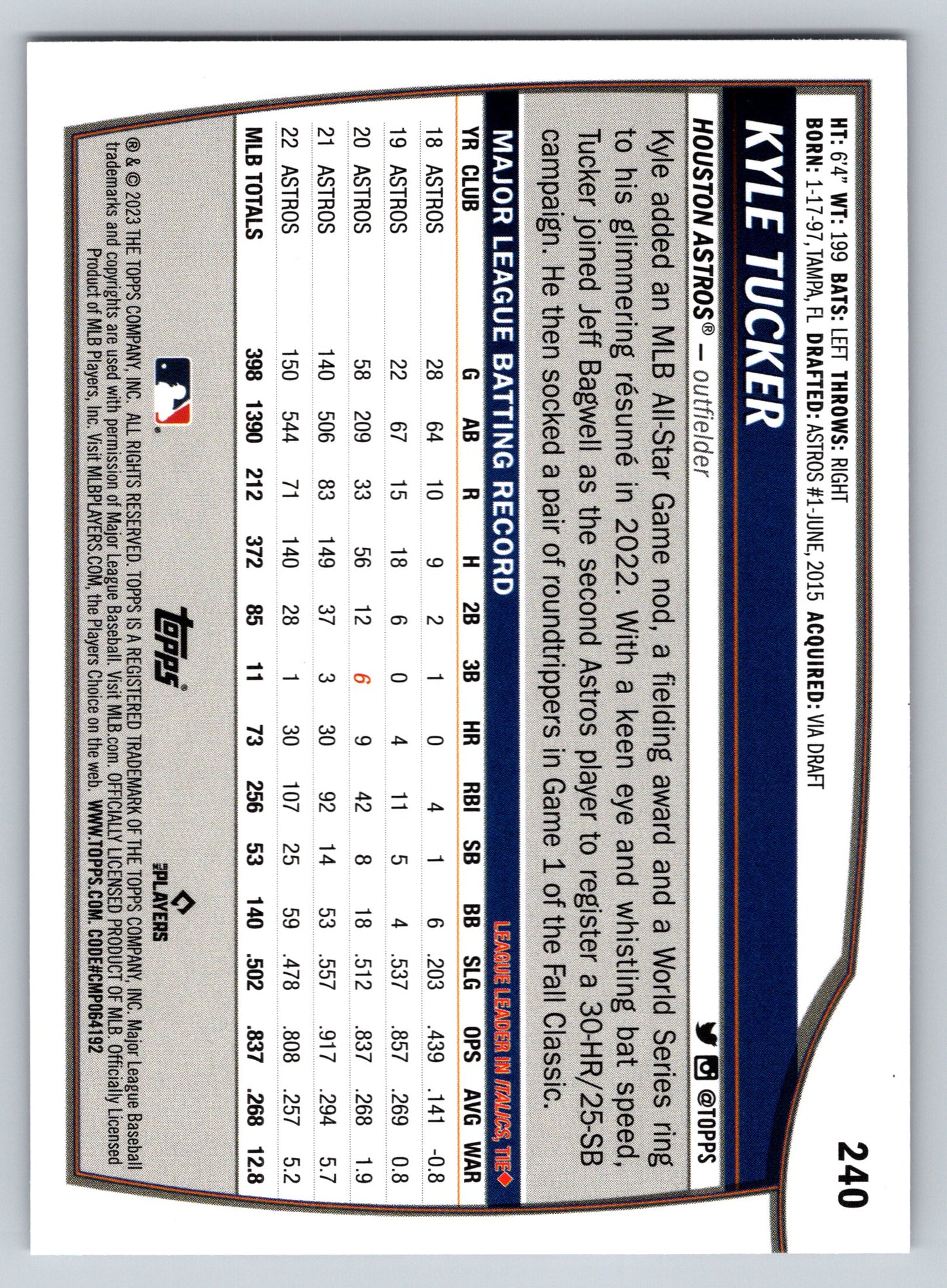 2023 Topps Big League #240 Kyle Tucker