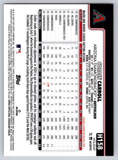 2025 Topps Holiday #H158 Corbin Carroll Gold Holiday Lights