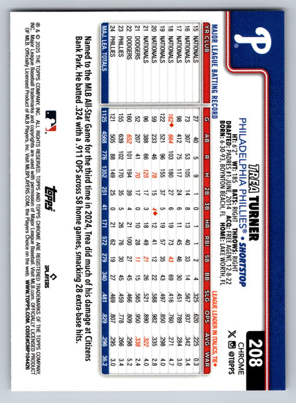 2025 Topps Chrome #208 Trea Turner RayWave Refractors