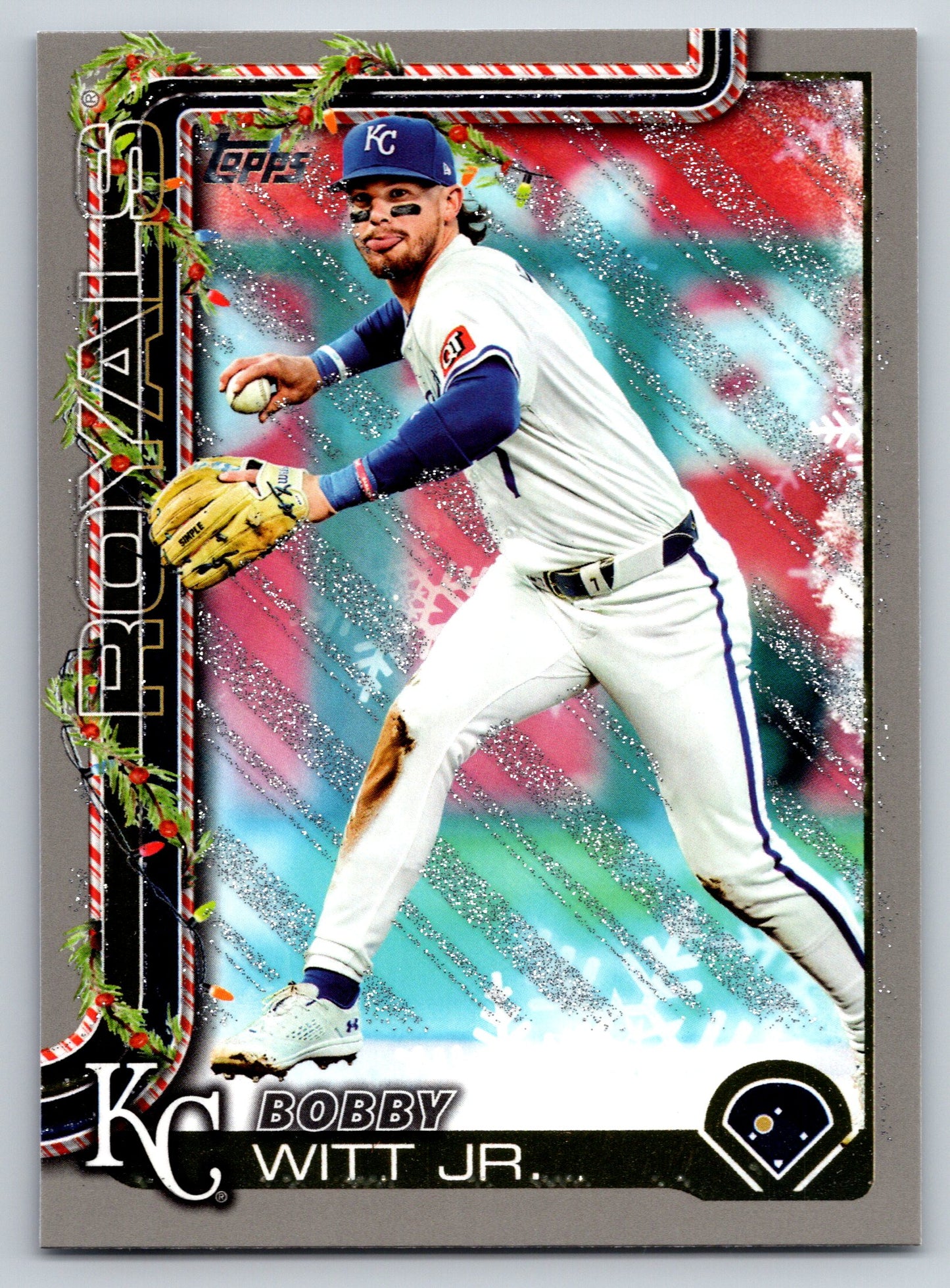 2025 Topps Holiday #H100 Bobby Witt Jr. Silver Glitter Holiday