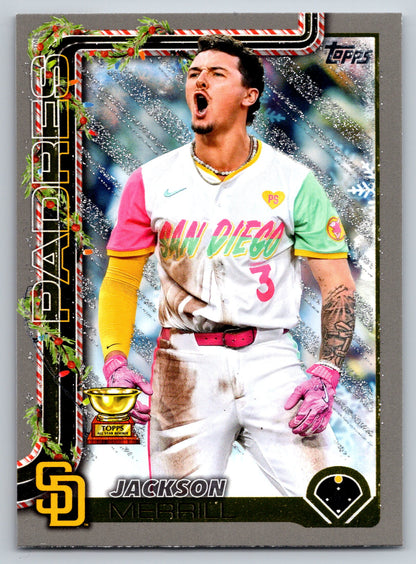 2025 Topps Holiday #H30 Jackson Merrill Silver Glitter Holiday