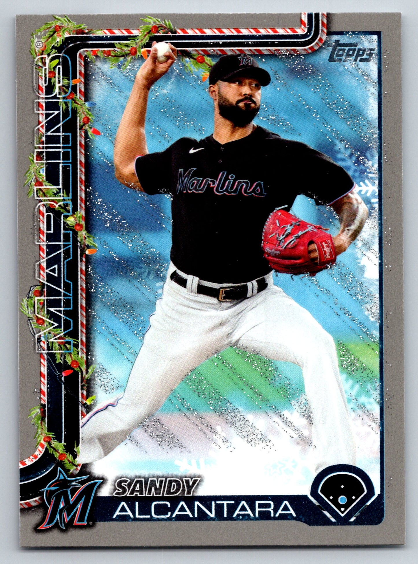 2025 Topps Holiday #H144 Sandy Alcantara Silver Glitter Holiday