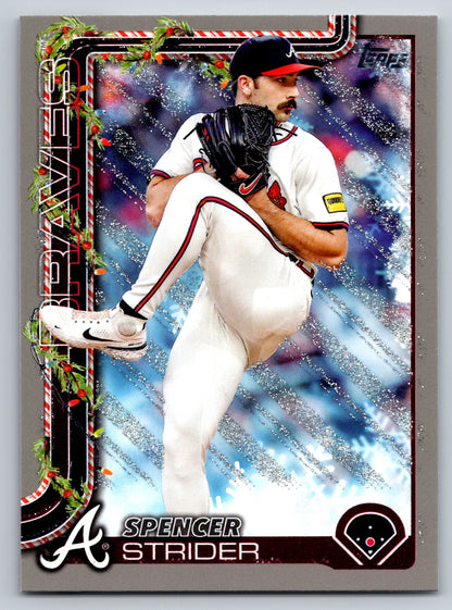 2025 Topps Holiday #H75 Spencer Strider Silver Glitter Holiday