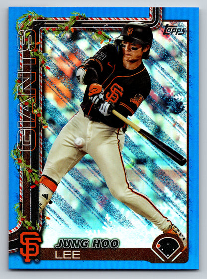 2025 Topps Holiday #H128 Jung Hoo Lee Blue Metallic Glitter Holiday