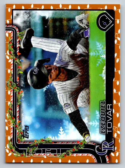 2025 Topps Holiday #H145 Ezequiel Tovar Gold Holiday Lights
