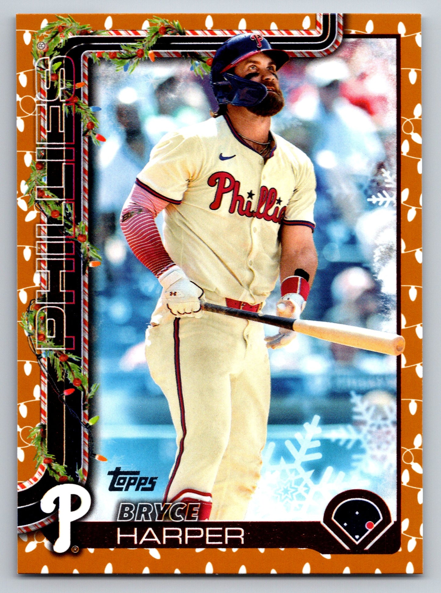2025 Topps Holiday #H69 Bryce Harper Gold Holiday Lights