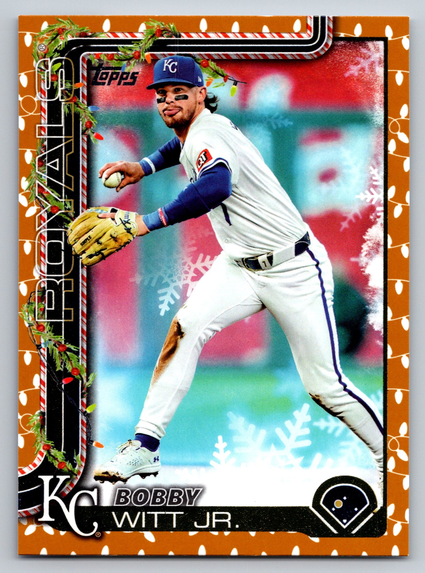 2025 Topps Holiday #H100 Bobby Witt Jr. Gold Holiday Lights