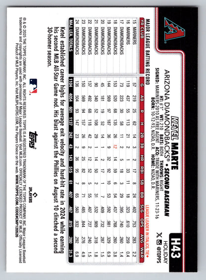 2025 Topps Holiday #H43 Ketel Marte Gold Holiday Lights