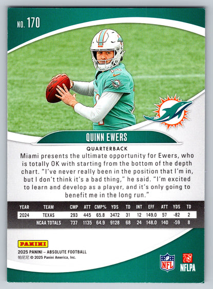 2025 Panini Absolute #170 Quinn Ewers Yellow