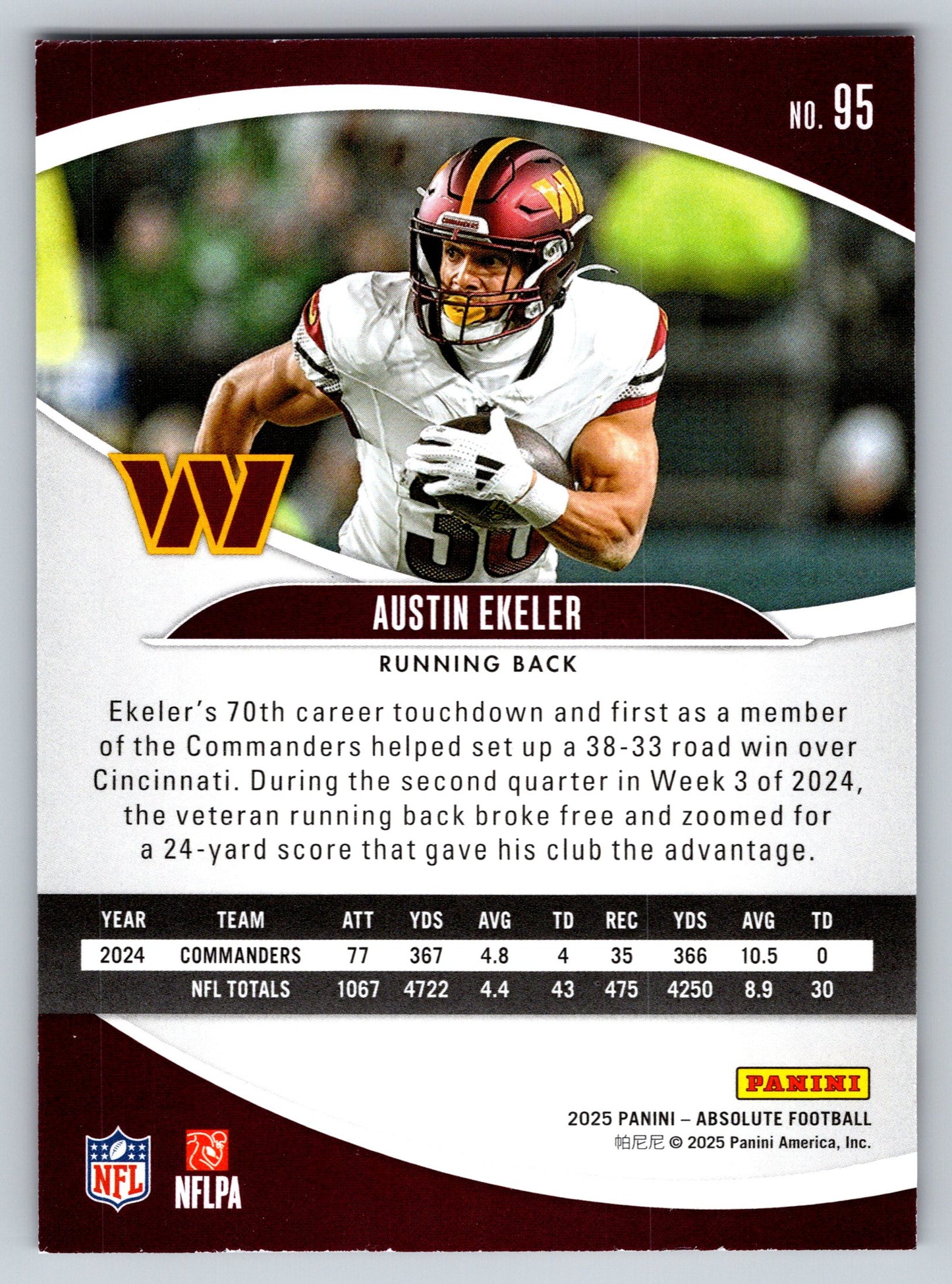 2025 Panini Absolute #95 Austin Ekeler Yellow