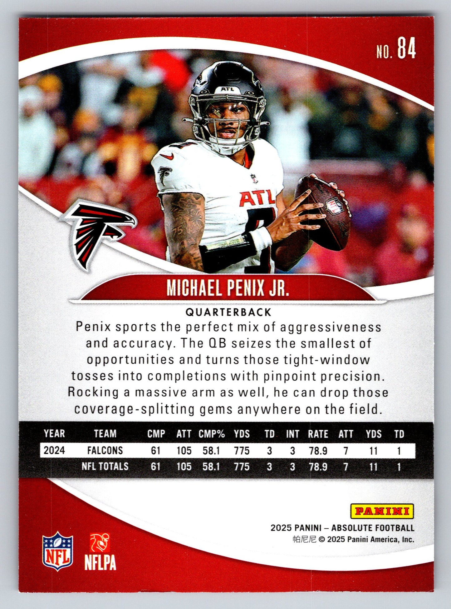 2025 Panini Absolute #84 Michael Penix Jr. Yellow