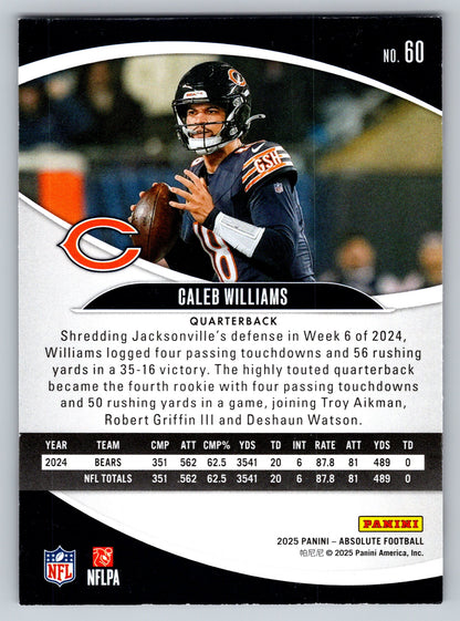 2025 Panini Absolute #60 Caleb Williams Yellow