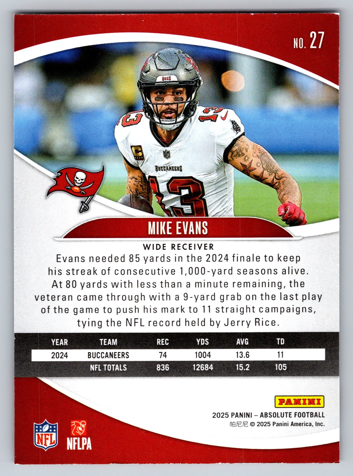 2025 Panini Absolute #27 Mike Evans Yellow