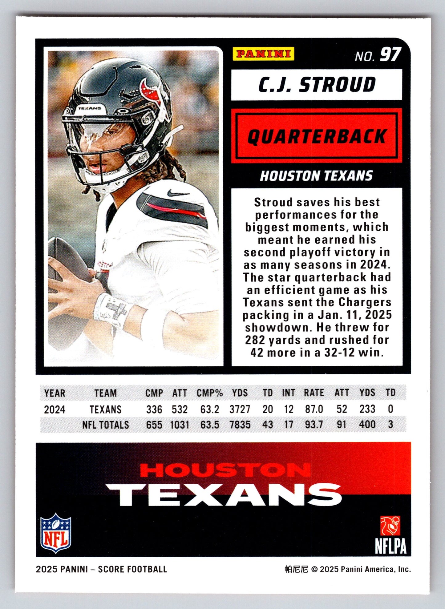 2025 Score #97 C.J. Stroud Orange