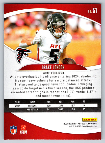 2025 Panini Absolute #51 Drake London Yellow