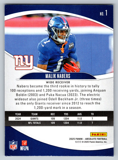 2025 Panini Absolute #1 Malik Nabers Yellow
