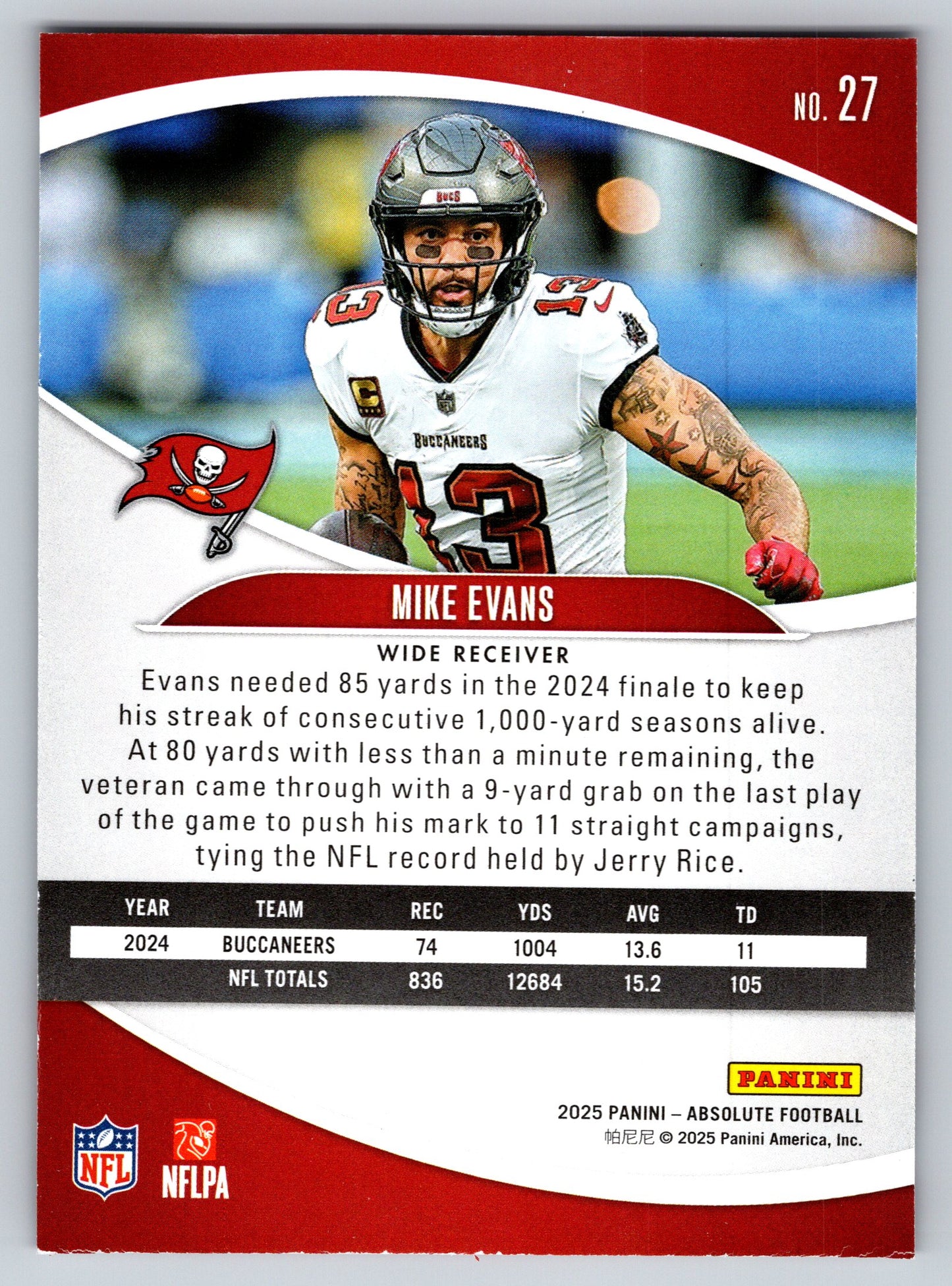 2025 Panini Absolute #27 Mike Evans Yellow