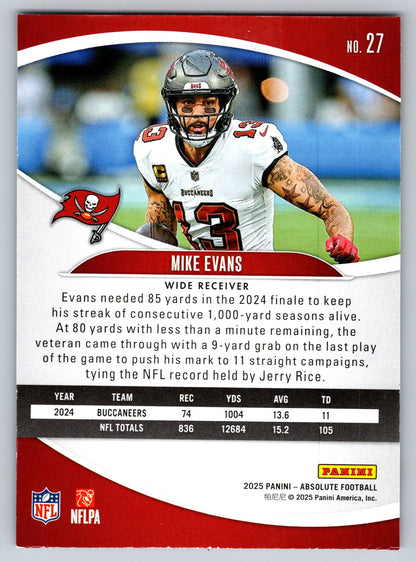2025 Panini Absolute #27 Mike Evans Yellow