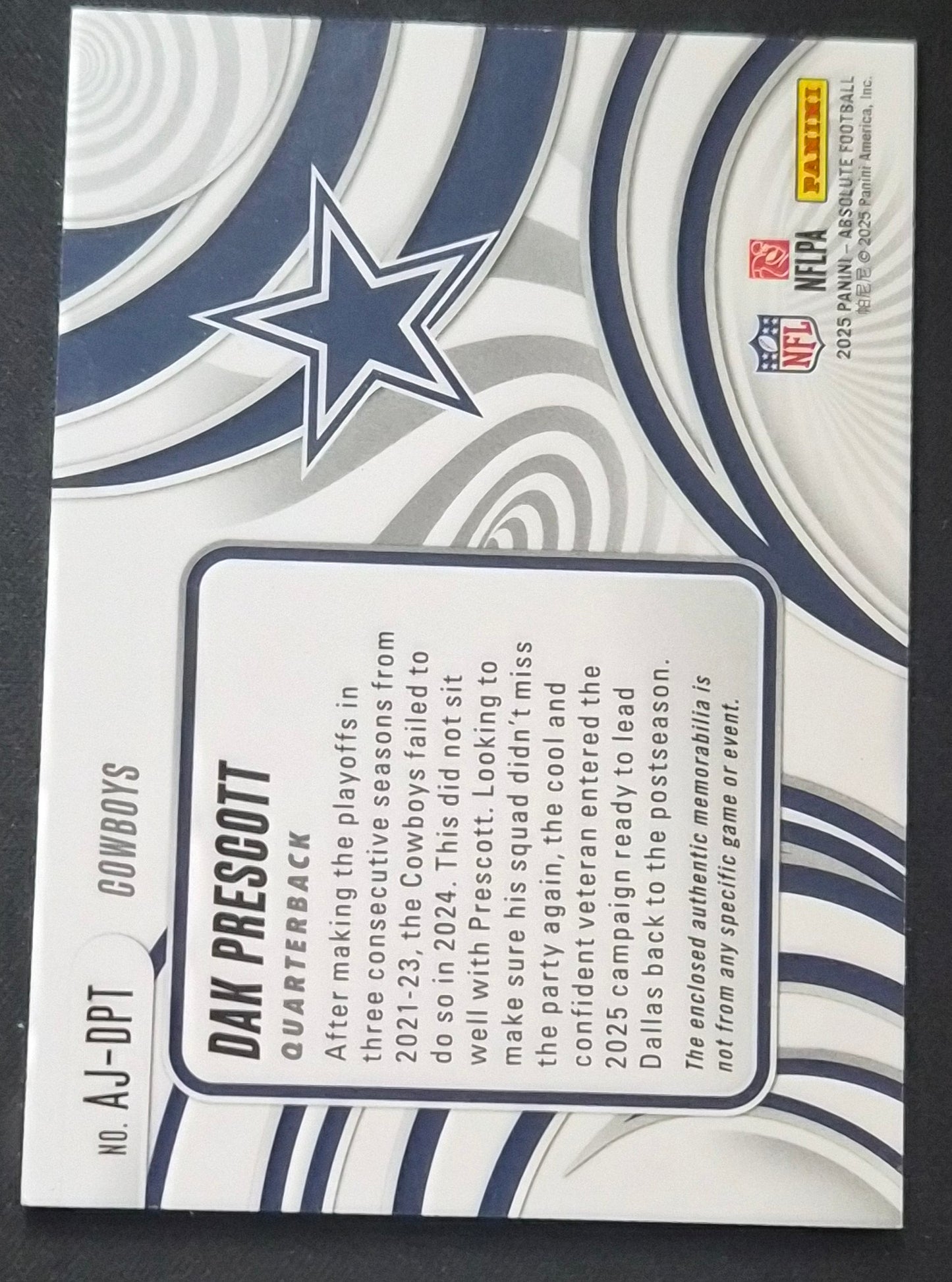 2025 Panini Absolute #AJ-DPT Dak Prescott Absolute Jumbos