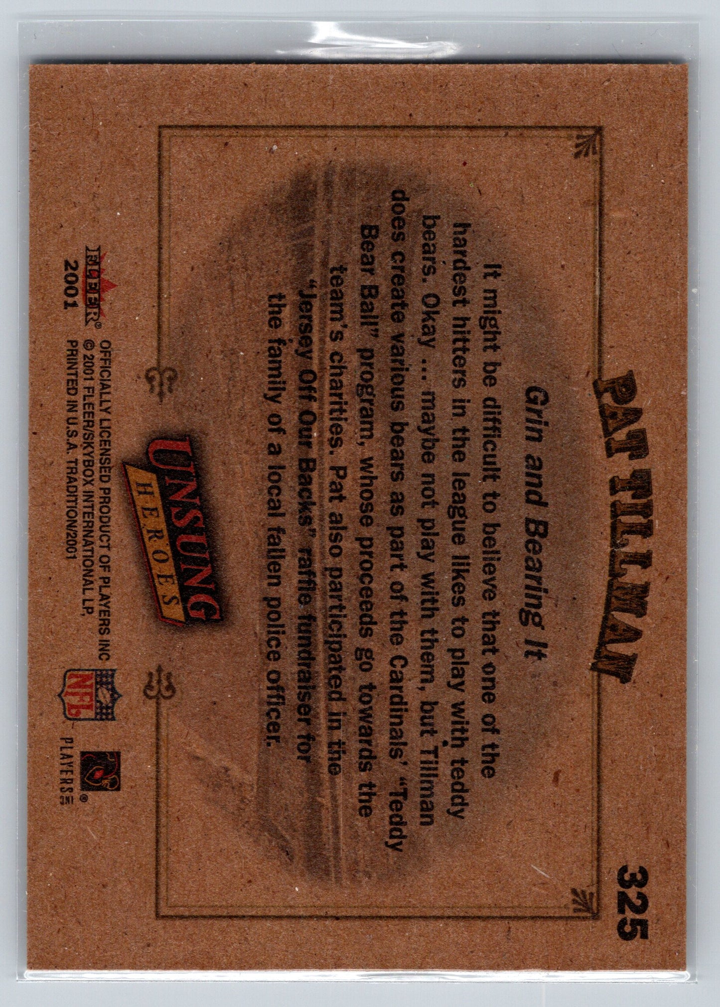 2001 Fleer Tradition #325 Pat Tillman