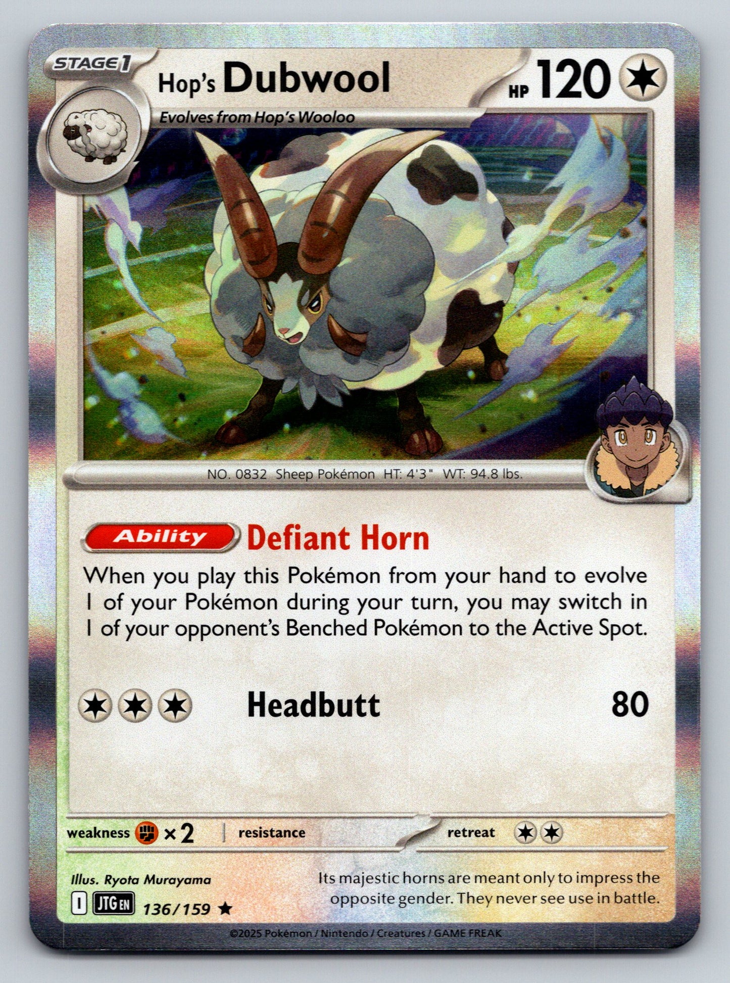 SV09: Journey Together #136/159 Hop's Dubwool holo