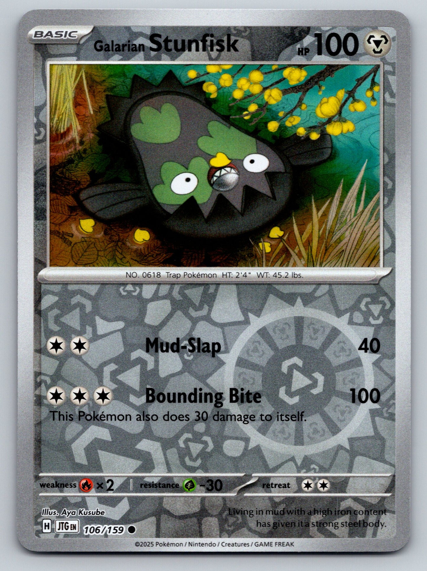 SV09: Journey Together #106/159 Galarian Stunfisk Reverse Holo
