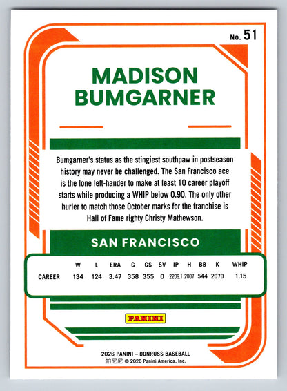 2026 Donruss #51 Madison Bumgarner