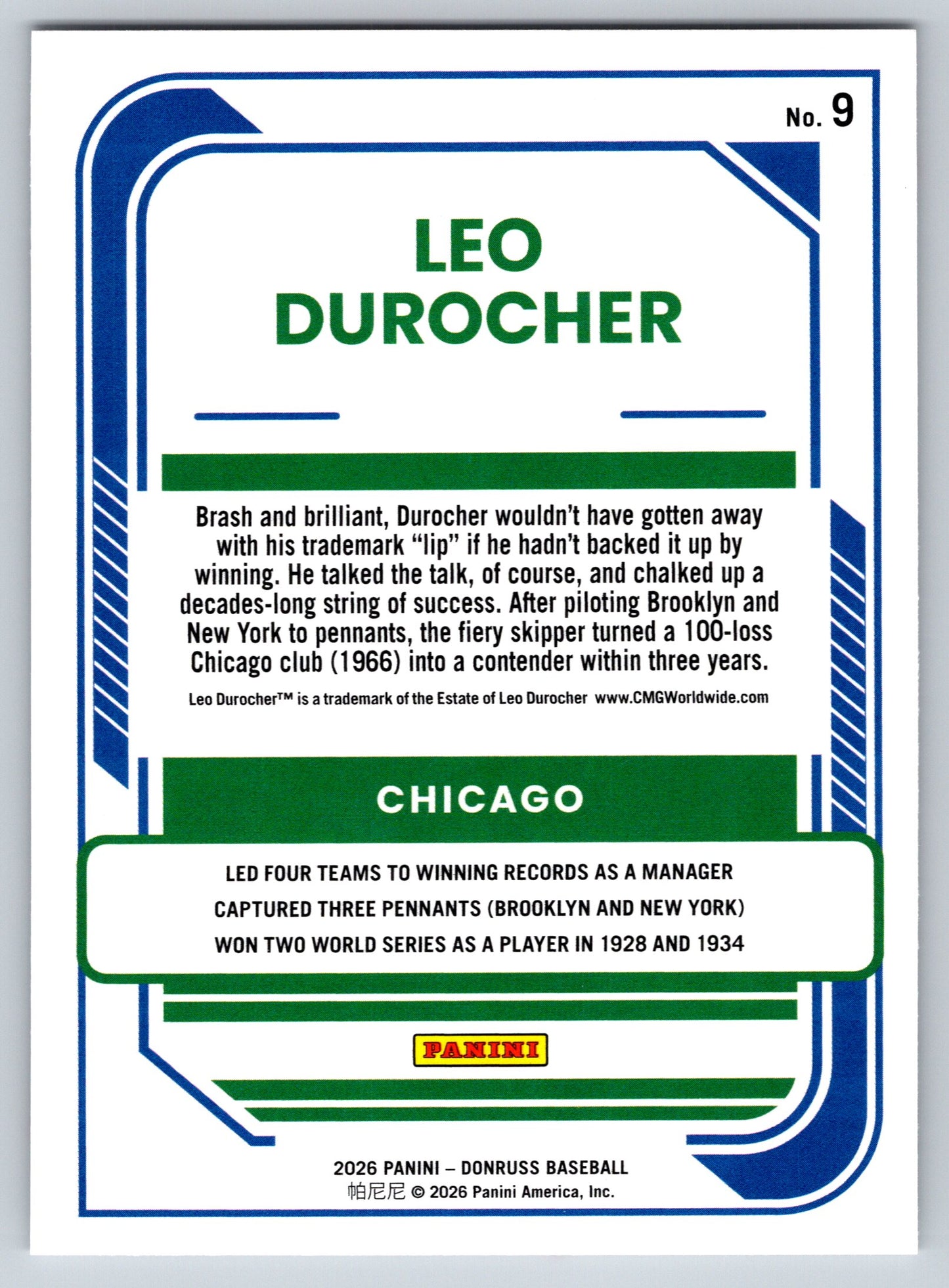 2026 Donruss #9 Leo Durocher