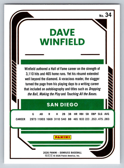 2026 Donruss #34 Dave Winfield