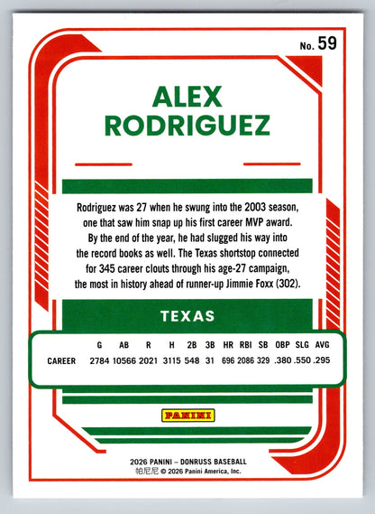 2026 Donruss #59 Alex Rodriguez